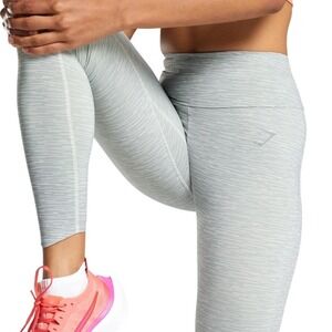 GYMSHARK Speed Leggings - Smokey Grey/Green Print, Size Medium